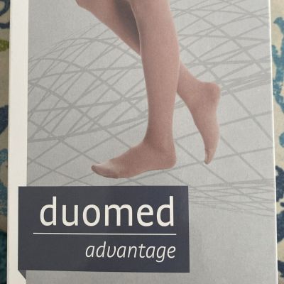 Duomed advantage Thigh High Black  20-30 Size Med  Open Toe Pressure Stockings.